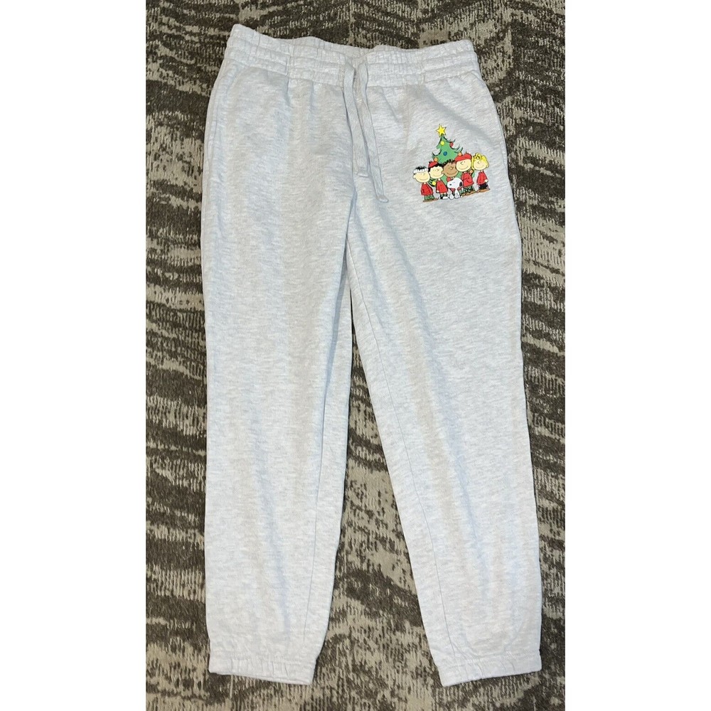 Peanuts Charlie Brown Christmas Sweatpants Size Large (Adult) Gray